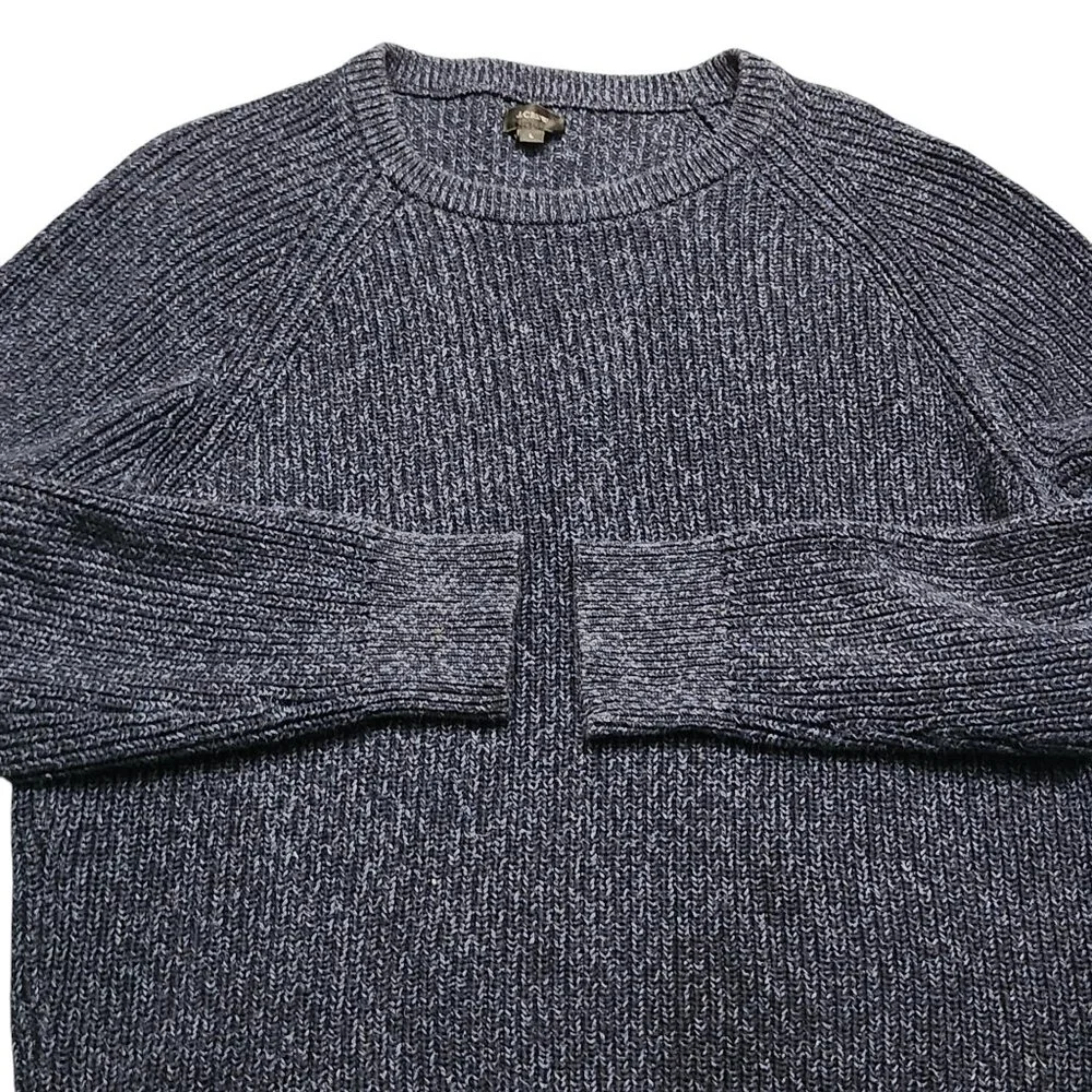 J Crew Sweater Mens L Blue Heritage Cable Knit Heavy Pullover Black Label Preppy